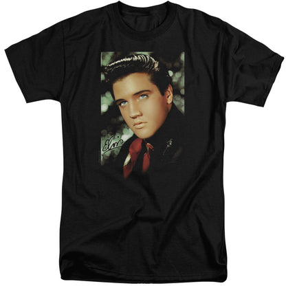 Elvis Presley Red Scarf Mens Tall T Shirt Black