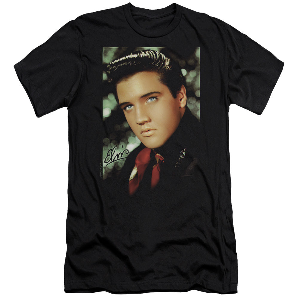 Elvis Presley Red Scarf Slim Fit Mens T Shirt Black