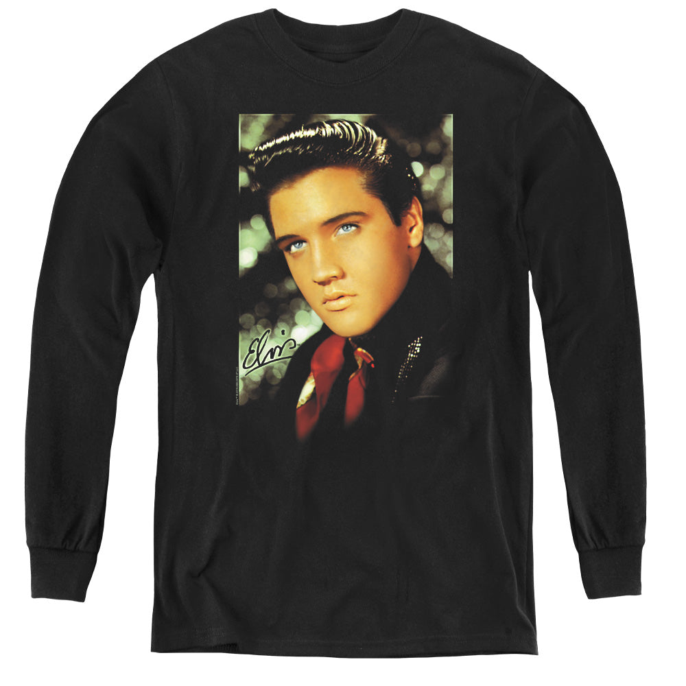 Elvis Presley Red Scarf Long Sleeve Kids Youth T Shirt Black