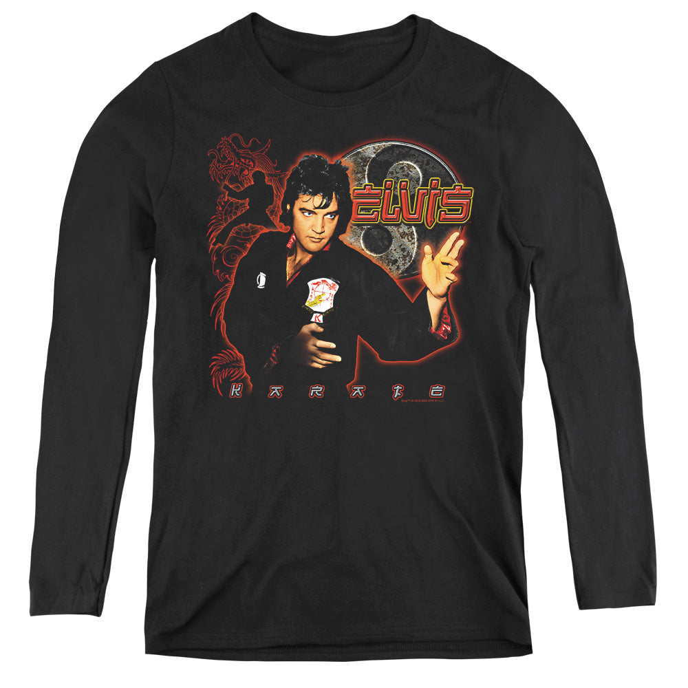 Elvis Presley Karate Womens Long Sleeve Shirt Black