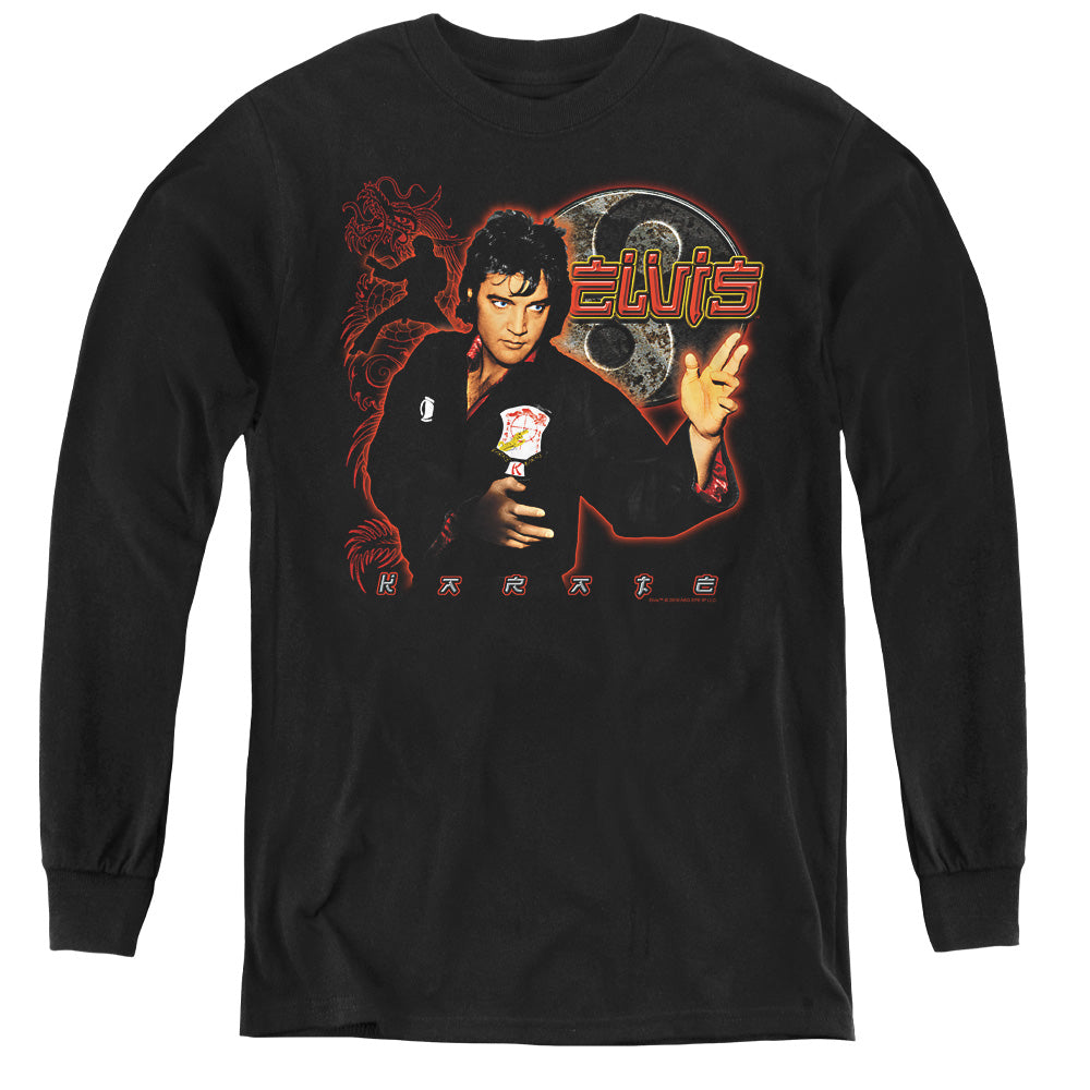 Elvis Presley Karate Long Sleeve Kids Youth T Shirt Black