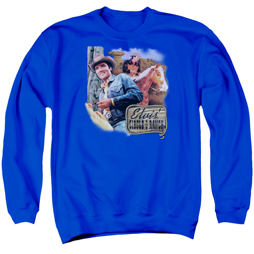 Elvis  Presley Ranch Mens Crewneck Sweatshirt Royal Blue