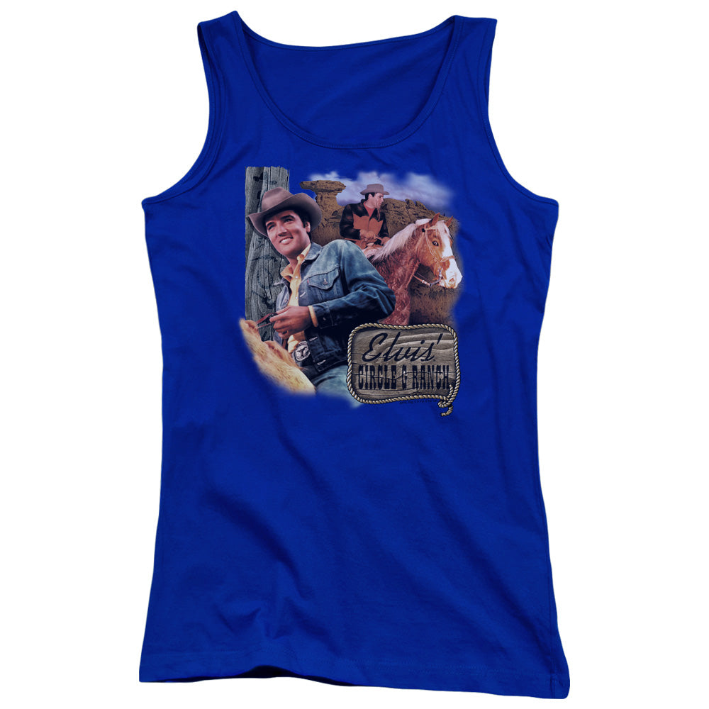 Elvis Presley Ranch Womens Tank Top Shirt Royal Blue