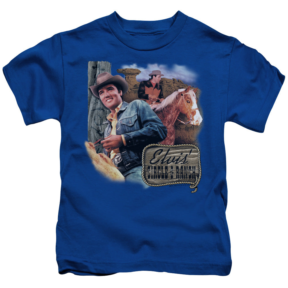 Elvis Presley Ranch Juvenile Kids Youth T Shirt Royal Blue