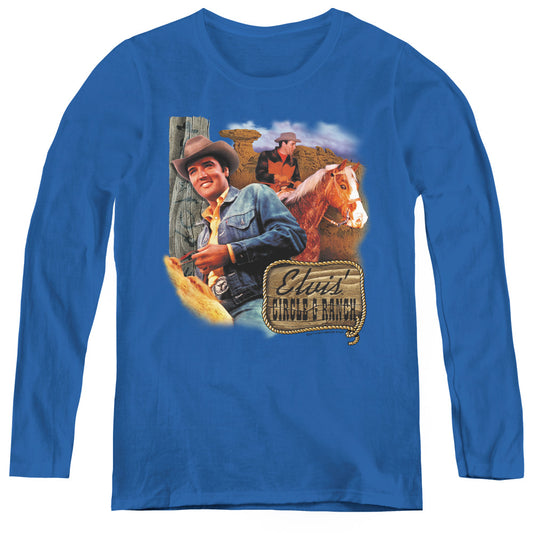 Elvis Presley Ranch Womens Long Sleeve Shirt Royal Blue