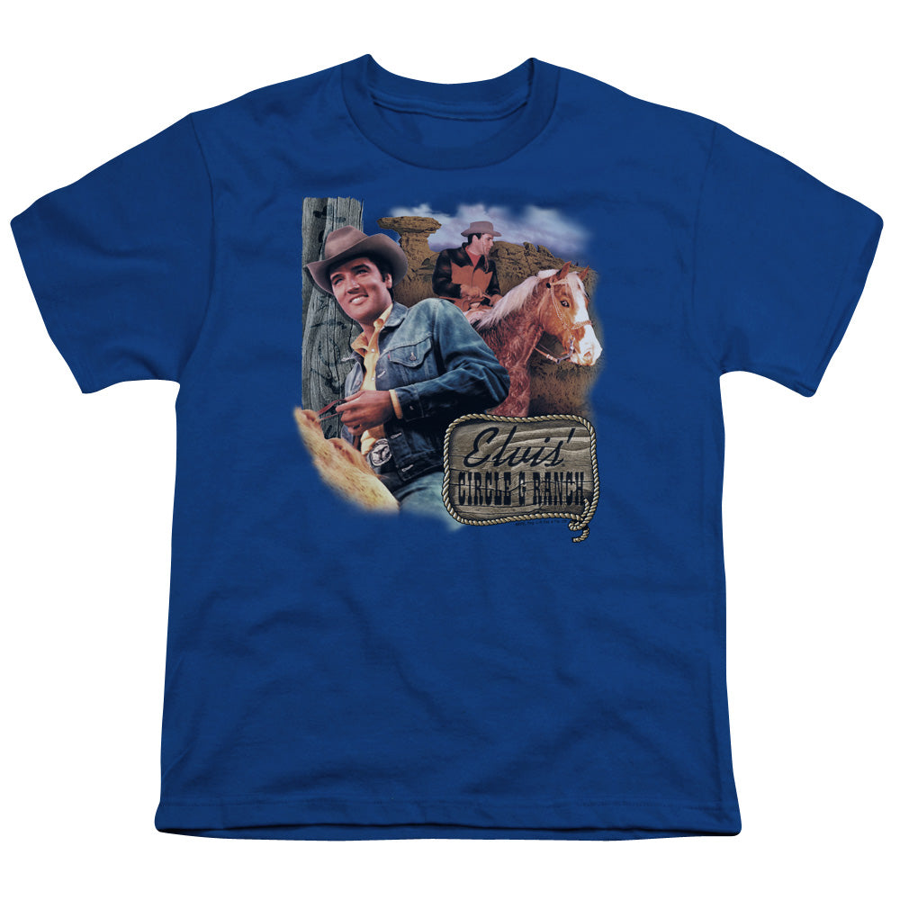 Elvis Presley Ranch Kids Youth T Shirt Royal Blue