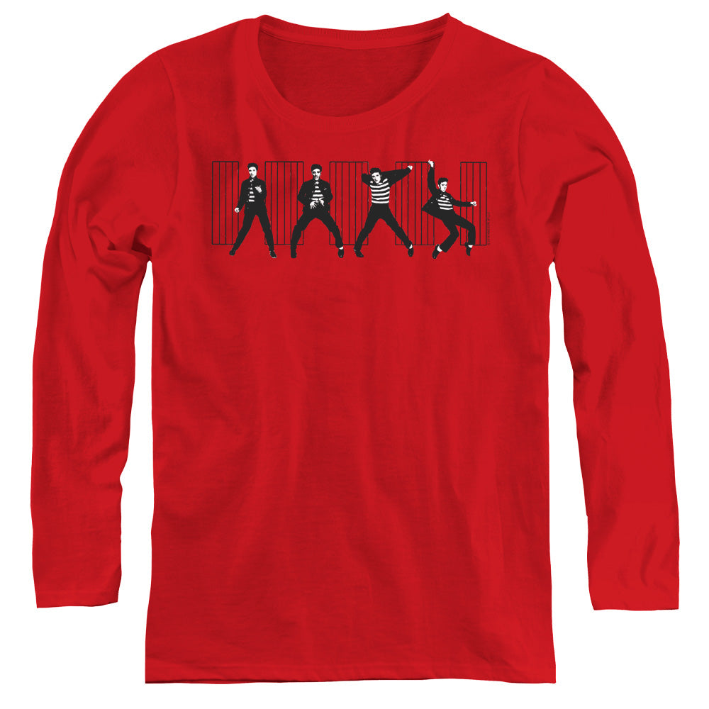 Elvis Presley Jailhouse Rock Womens Long Sleeve Shirt Red