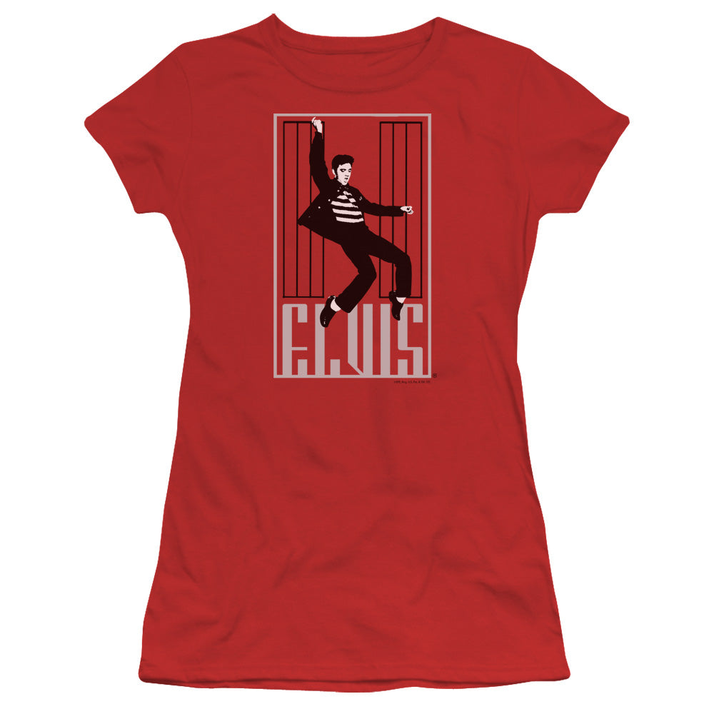 Elvis Presley One Jailhouse Junior Sheer Cap Sleeve Womens T Shirt Red