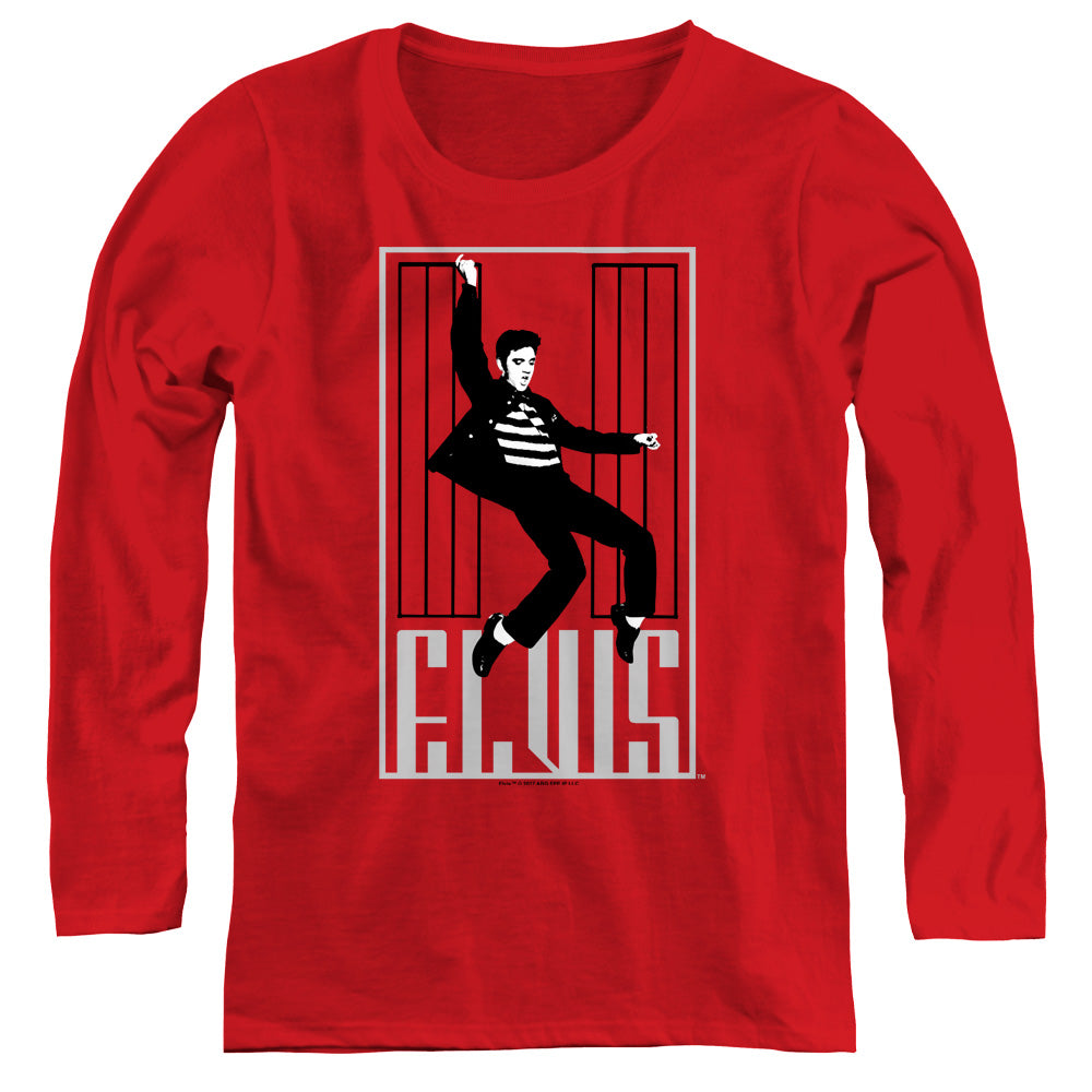 Elvis Presley One Jailhouse Womens Long Sleeve Shirt Red