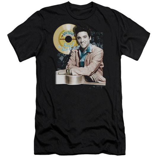 Elvis Presley Gold Record Premium Bella Canvas Slim Fit Mens T Shirt Black