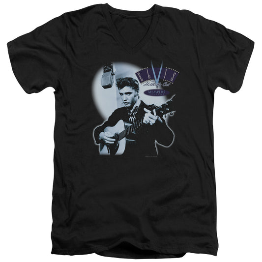 Elvis Presley HillBilly Cat Mens Slim Fit V-Neck T Shirt Black