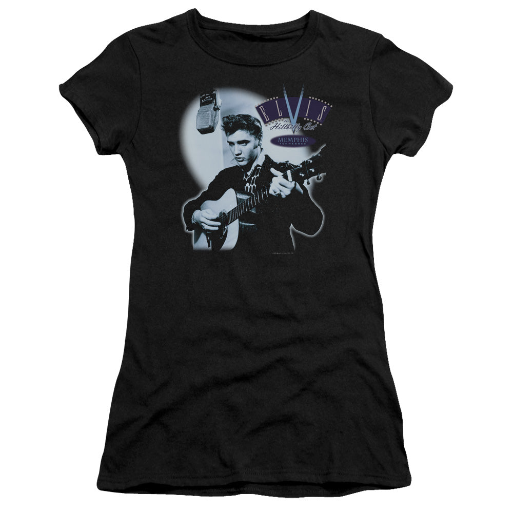 Elvis Presley HillBilly Cat Junior Sheer Cap Sleeve Womens T Shirt Black