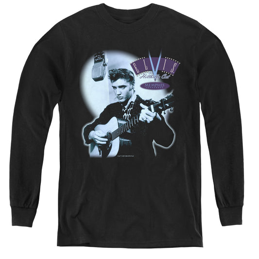 Elvis Presley HillBilly Cat Long Sleeve Kids Youth T Shirt Black