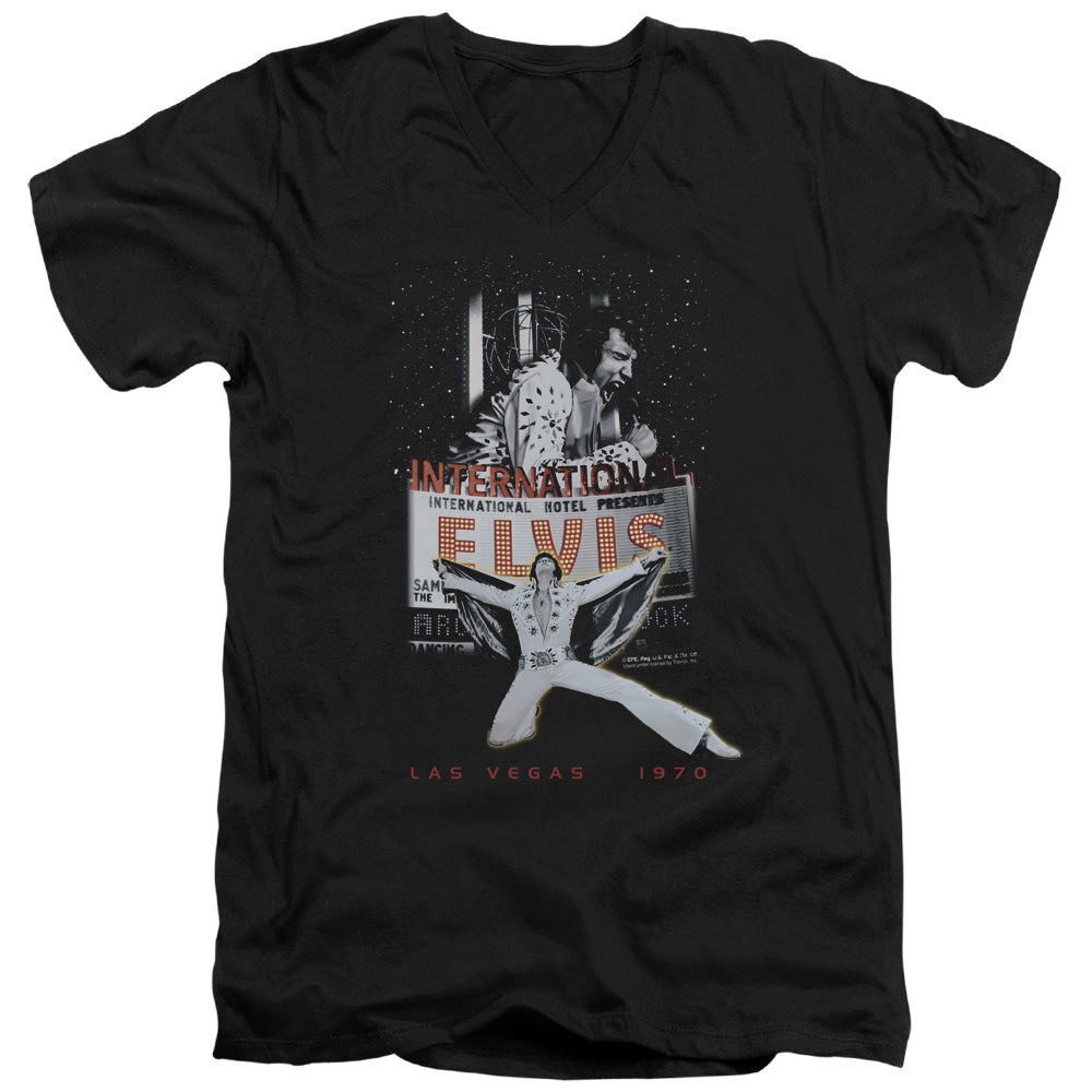 Elvis Presley Las Vegas Mens Slim Fit V-Neck T Shirt Black