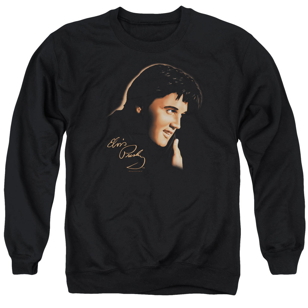 Elvis Presley Warm Portrait Mens Crewneck Sweatshirt Black