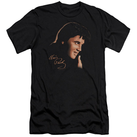 Elvis Presley Warm Portrait Premium Bella Canvas Slim Fit Mens T Shirt Black