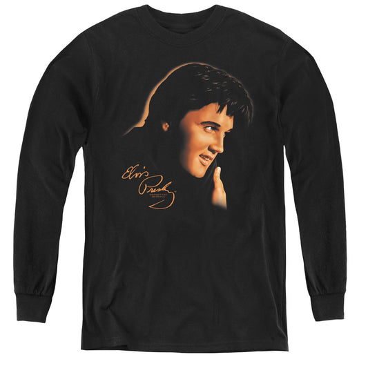 Elvis Presley Warm Portrait Long Sleeve Kids Youth T Shirt Black