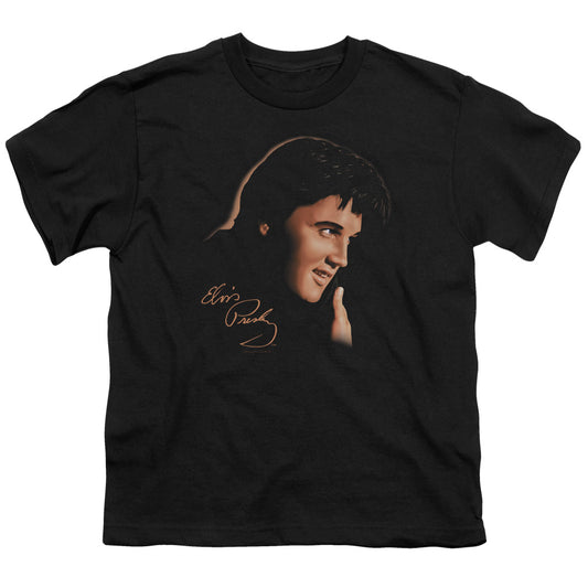 Elvis Presley Warm Portrait Kids Youth T Shirt Black