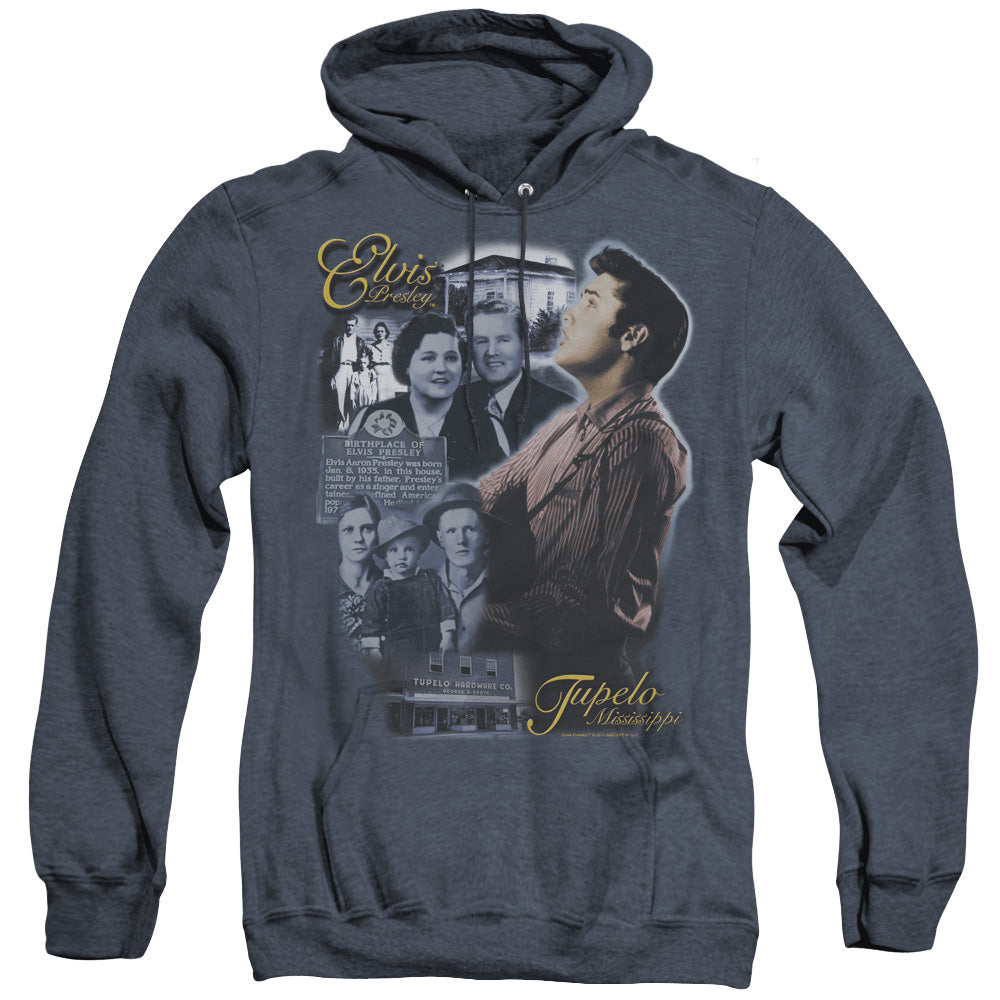 Elvis Presley Tupelo Heather Mens Hoodie Navy Blue