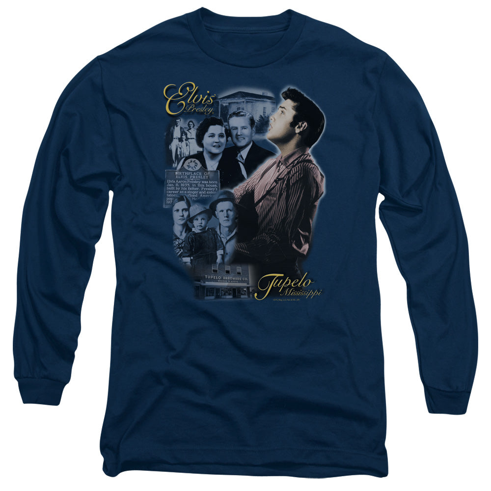 Elvis Presley Tupelo Mens Long Sleeve Shirt Navy Blue