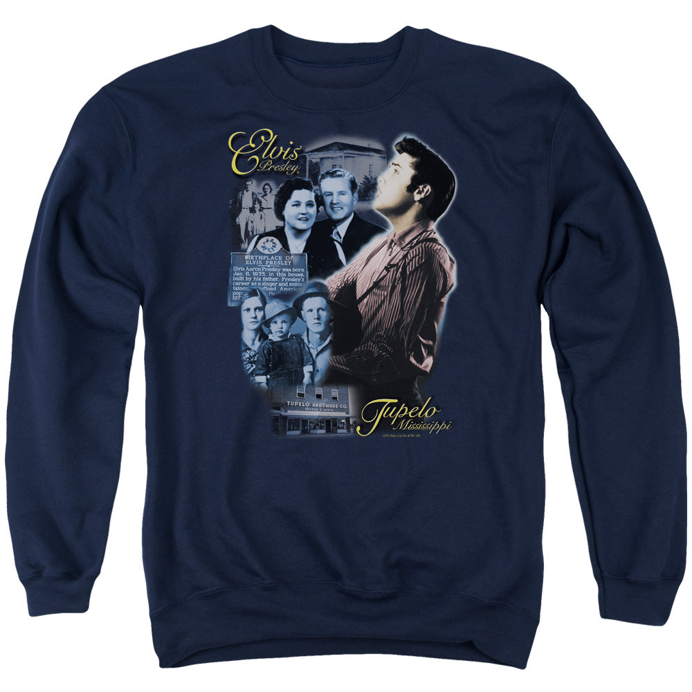 Elvis Presley Tupelo Mens Crewneck Sweatshirt Navy Blue