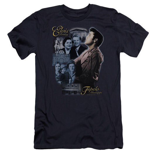 Elvis Presley Tupelo Premium Bella Canvas Slim Fit Mens T Shirt Navy Blue