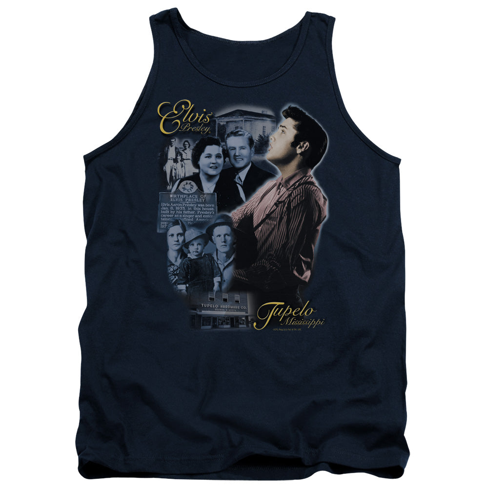 Elvis Presley Tupelo Mens Tank Top Shirt Navy Blue