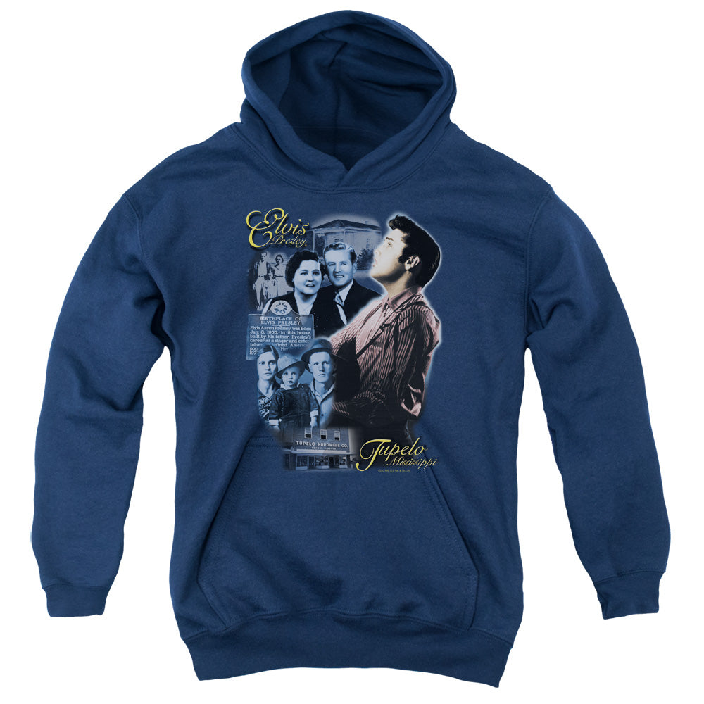 Elvis Presley Tupelo Kids Youth Hoodie Navy Blue