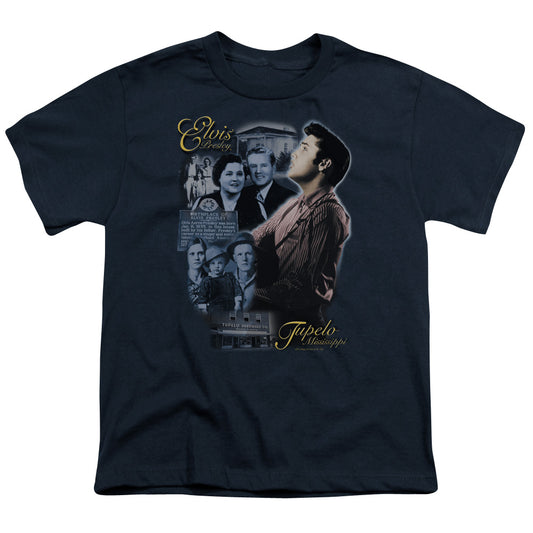 Elvis Presley Tupelo Kids Youth T Shirt Navy Blue