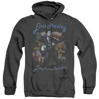Elvis Presley Memphis Mens Heather Hoodie Black Officially Licensed