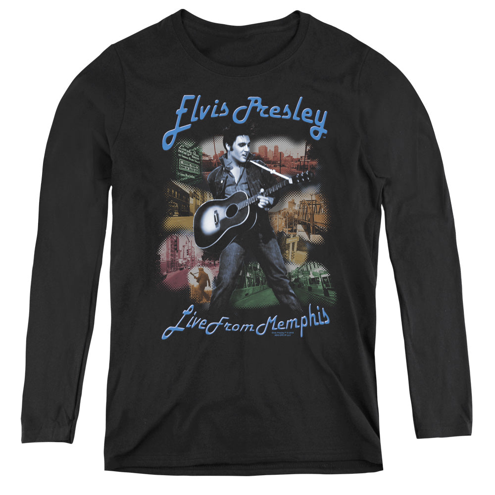 Elvis Presley Memphis Womens Long Sleeve Shirt Black