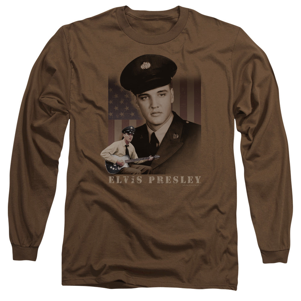 Elvis Presley GI Elvis Mens Long Sleeve Shirt Coffee