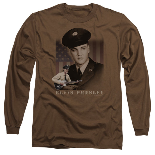 Elvis Presley GI Elvis Mens Long Sleeve Shirt Coffee