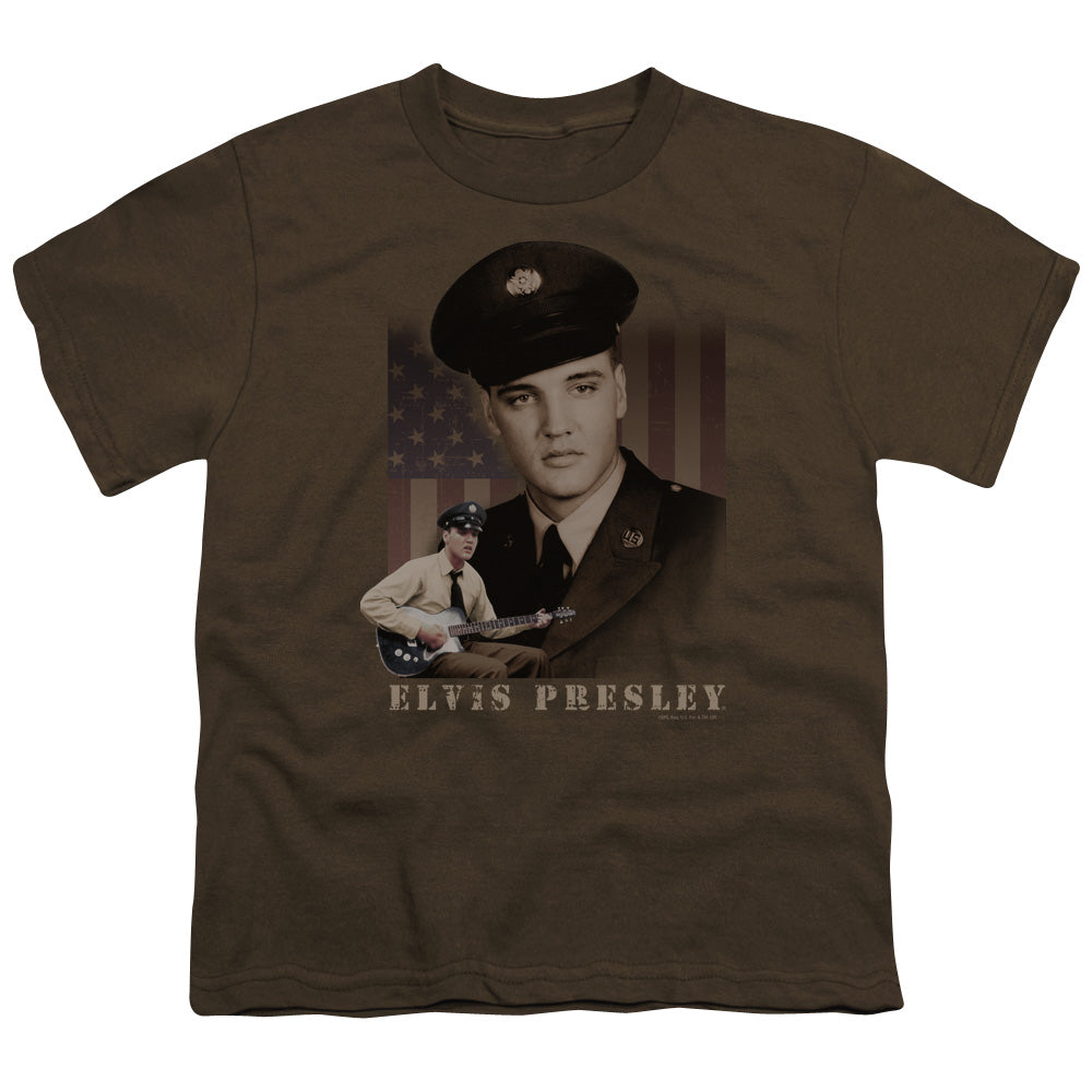 Elvis Presley GI Elvis Kids Youth T Shirt Coffee