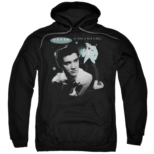 Elvis Presley Teal Portrait Mens Hoodie Black