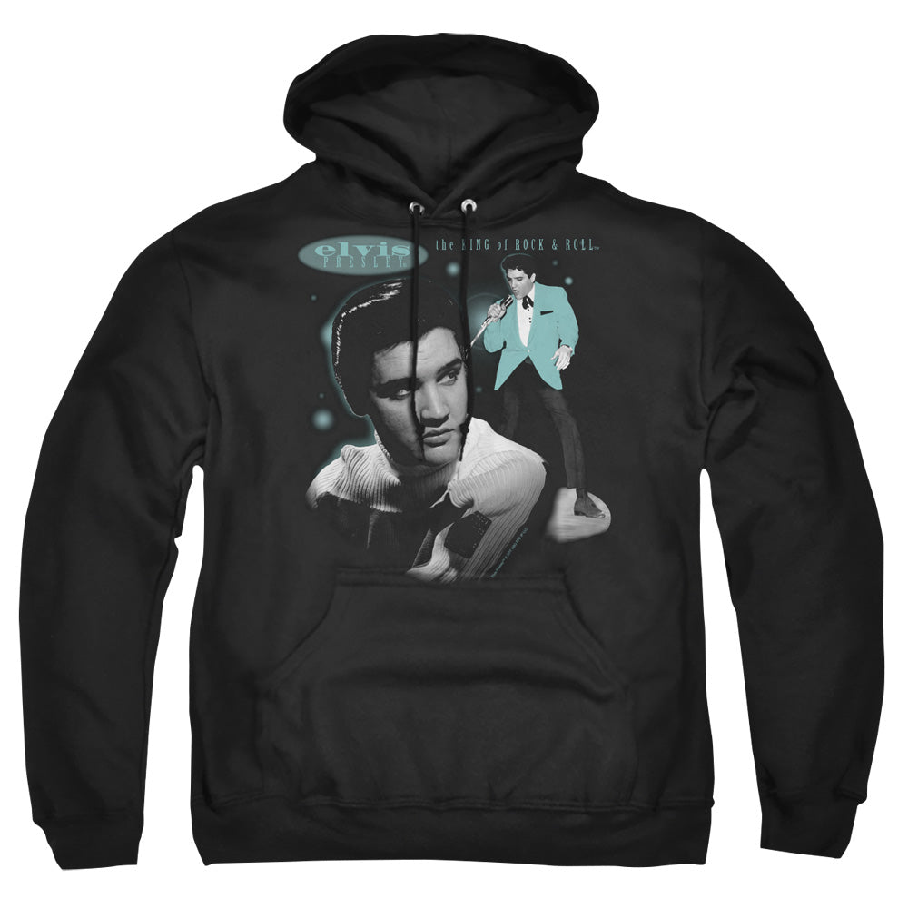 Elvis Presley Teal Portrait Mens Hoodie Black