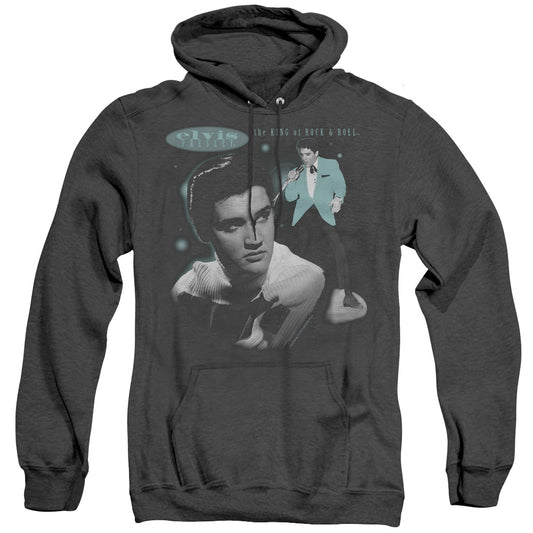 Elvis Presley Teal Portrait Heather Mens Hoodie Black