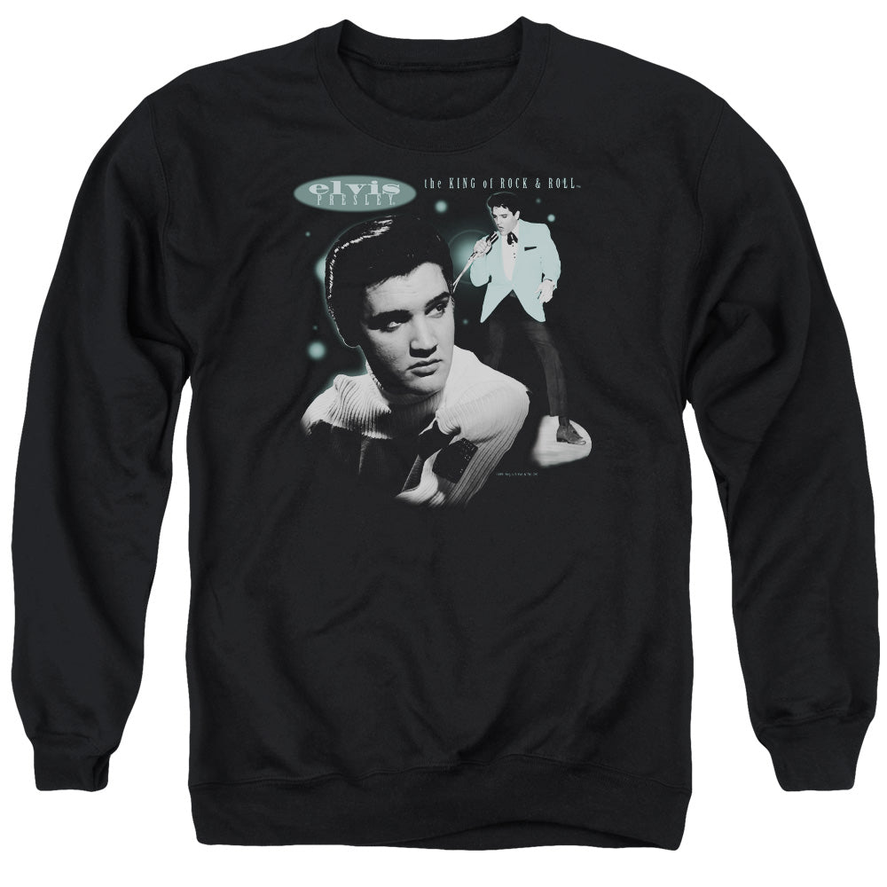 Elvis Presley Teal Portrait Mens Crewneck Sweatshirt Black