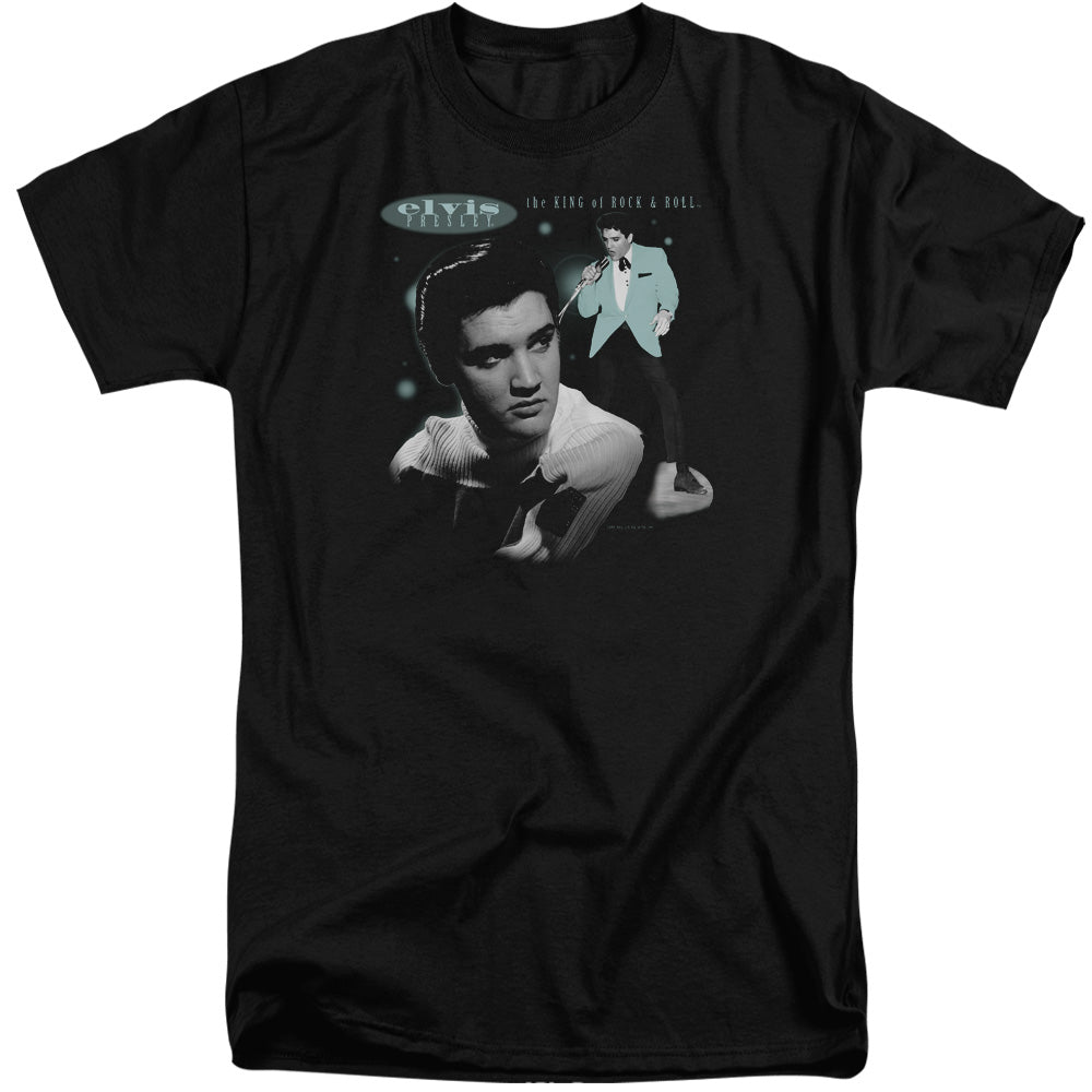 Elvis Presley Teal Portrait Mens Tall T Shirt Black