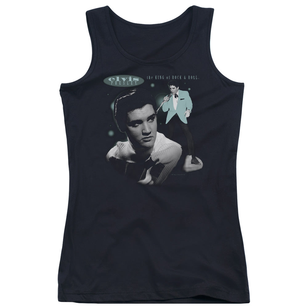 Elvis Presley Teal Portrait Womens Tank Top Shirt Black