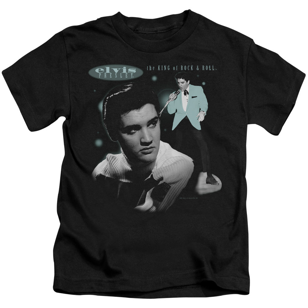 Elvis Presley Teal Portrait Juvenile Kids Youth T Shirt Black