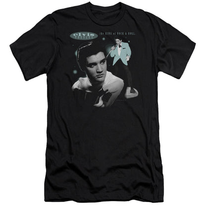 Elvis Presley Teal Portrait Premium Bella Canvas Slim Fit Mens T Shirt Black