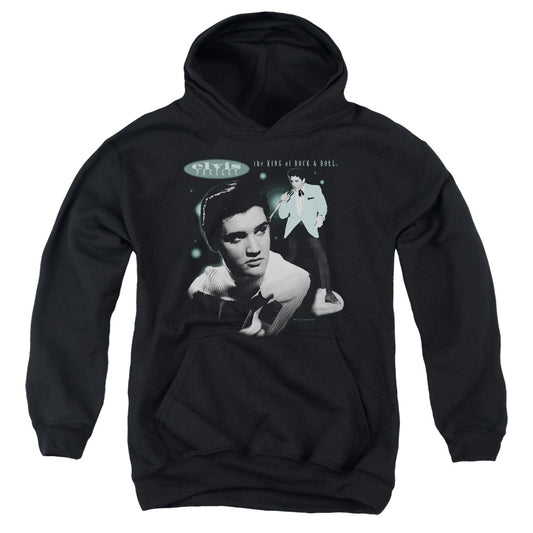 Elvis Presley Teal Portrait Kids Youth Hoodie Black