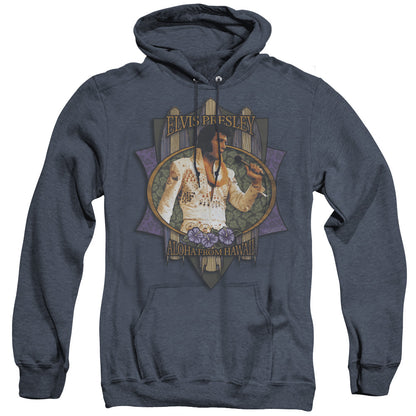 Elvis Presley Aloha From Hawaii Mens Heather Hoodie Navy Officially Licensed
