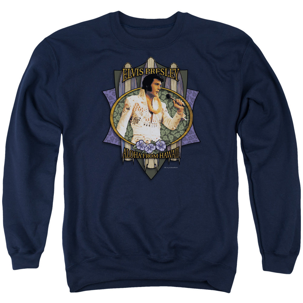 Elvis Presley Aloha From Hawaii Mens Crewneck Sweatshirt Navy Blue