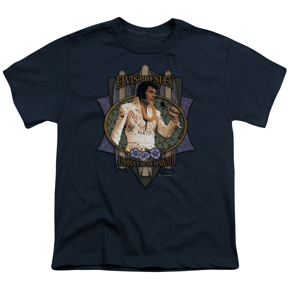 Elvis Presley Aloha From Hawaii Kids Youth T Shirt Navy Blue