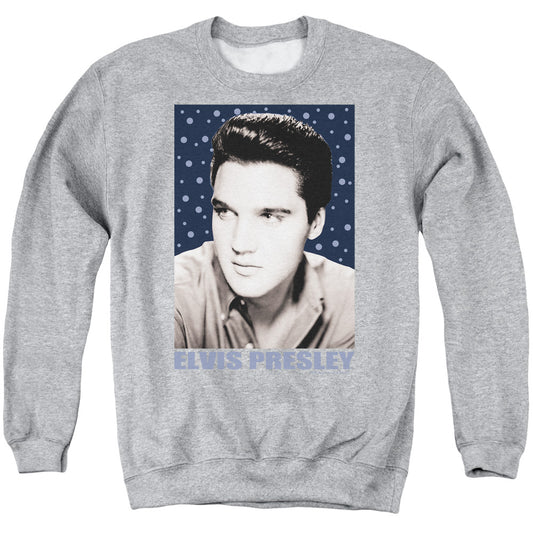 Elvis Presley Blue Sparkle Mens Crewneck Sweatshirt Athletic Heather