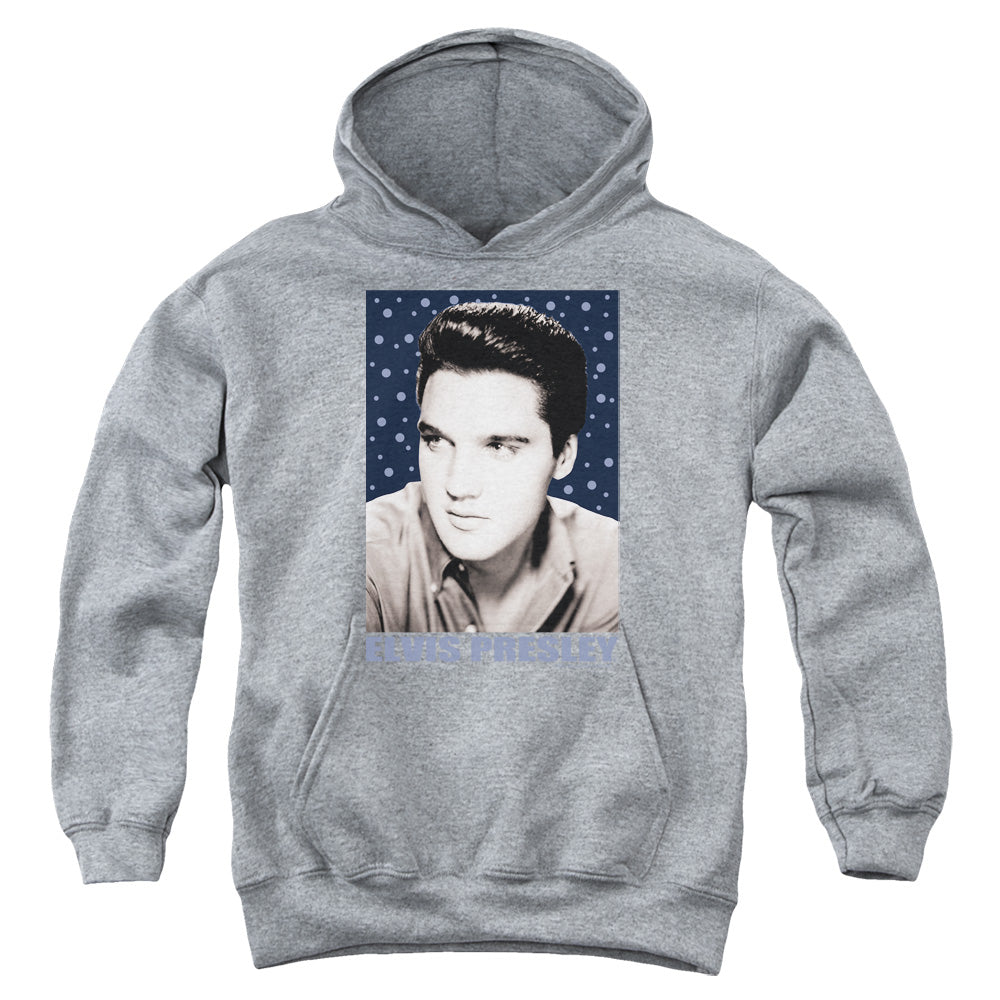 Elvis Presley Blue Sparkle Kids Youth Hoodie Athletic Heather