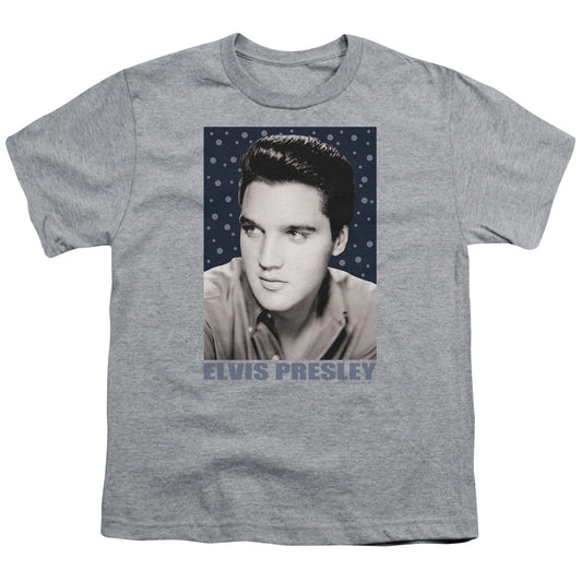 Elvis Presley Blue Sparkle Kids Youth T Shirt Athletic Heather