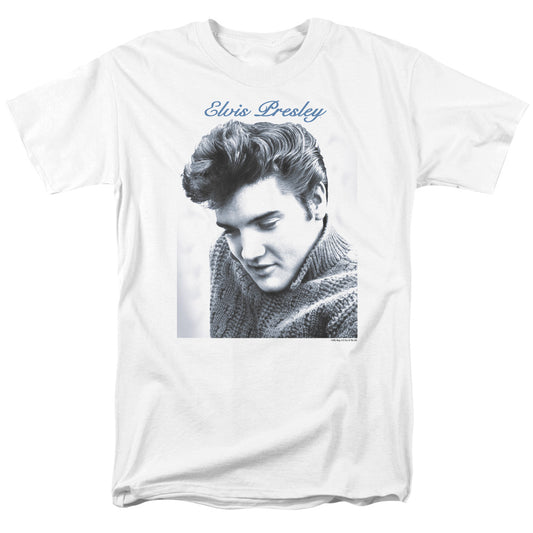 Elvis Presley Script Sweater Mens T Shirt White